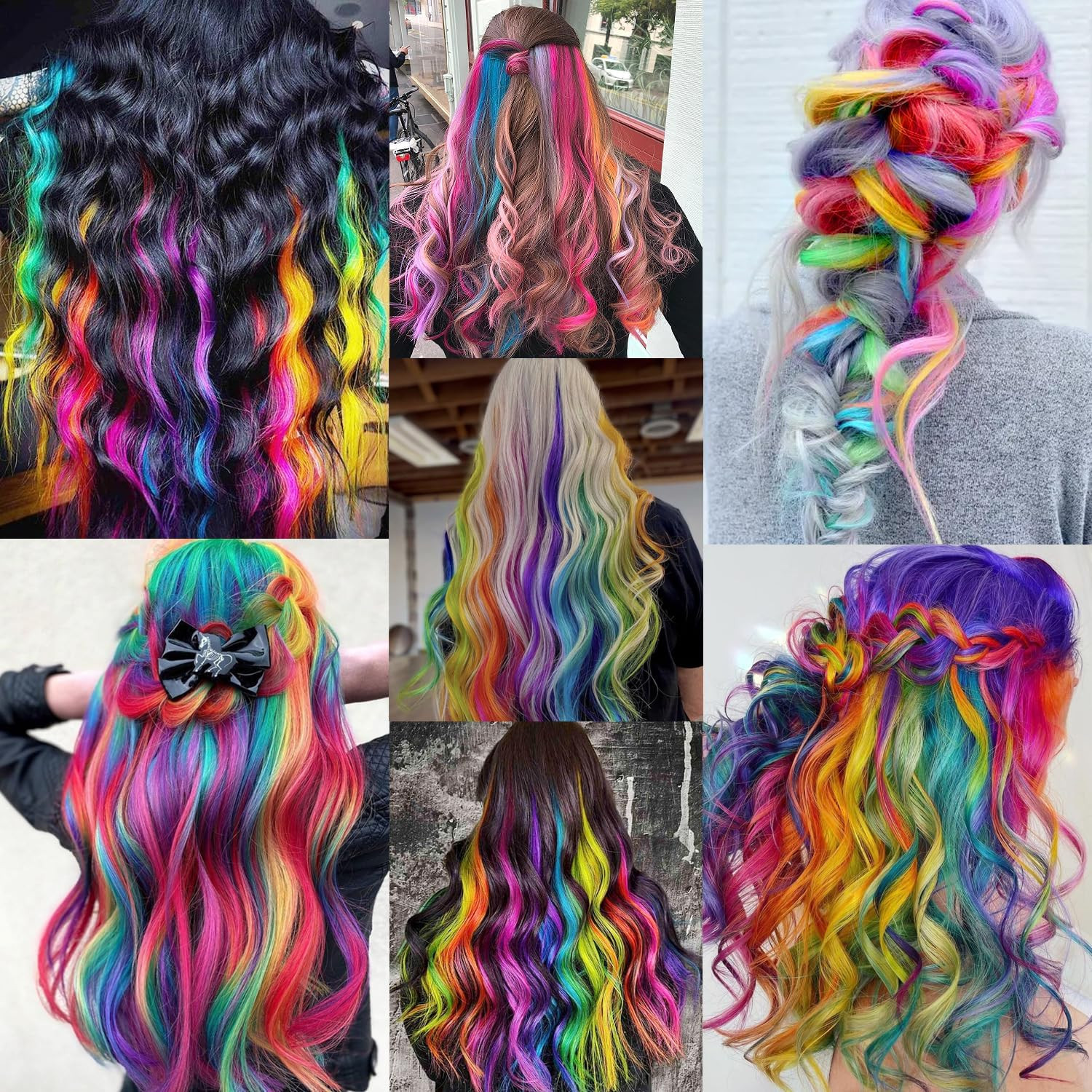 Colored Hair Extensions Curly Wavy Accessories for Women Girls,Multi-Colors Part