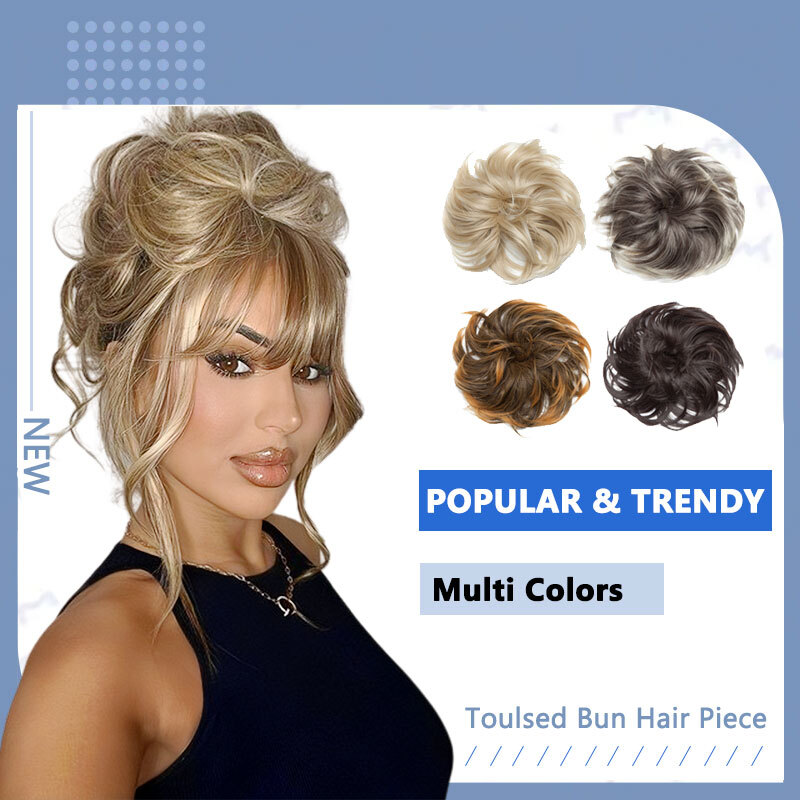 US Tousled Messy Bun Piece Scrunchie Curly Wavy Extra Thick Updo Hair Extensions