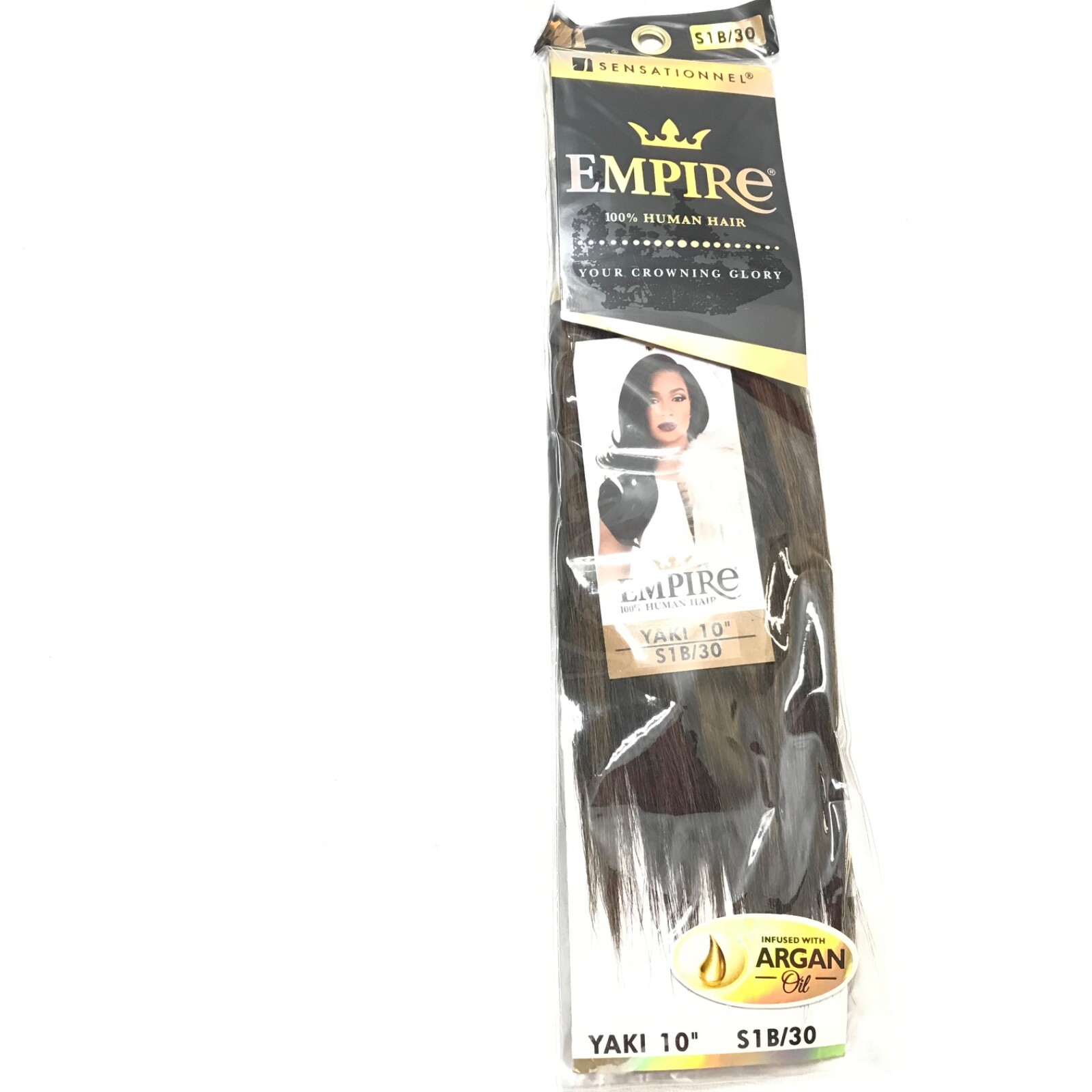 (1) Pack Sensationnel Empire Human Hair Yaki 10” Color S1B/30 Infuse/Argan Oil