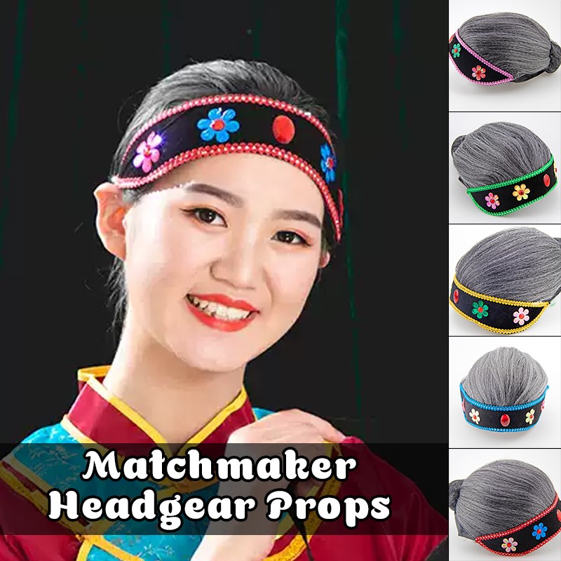 Matchmaker Headwear Yangge Dance Wig Stage Performance Props Cosplay Headgear.