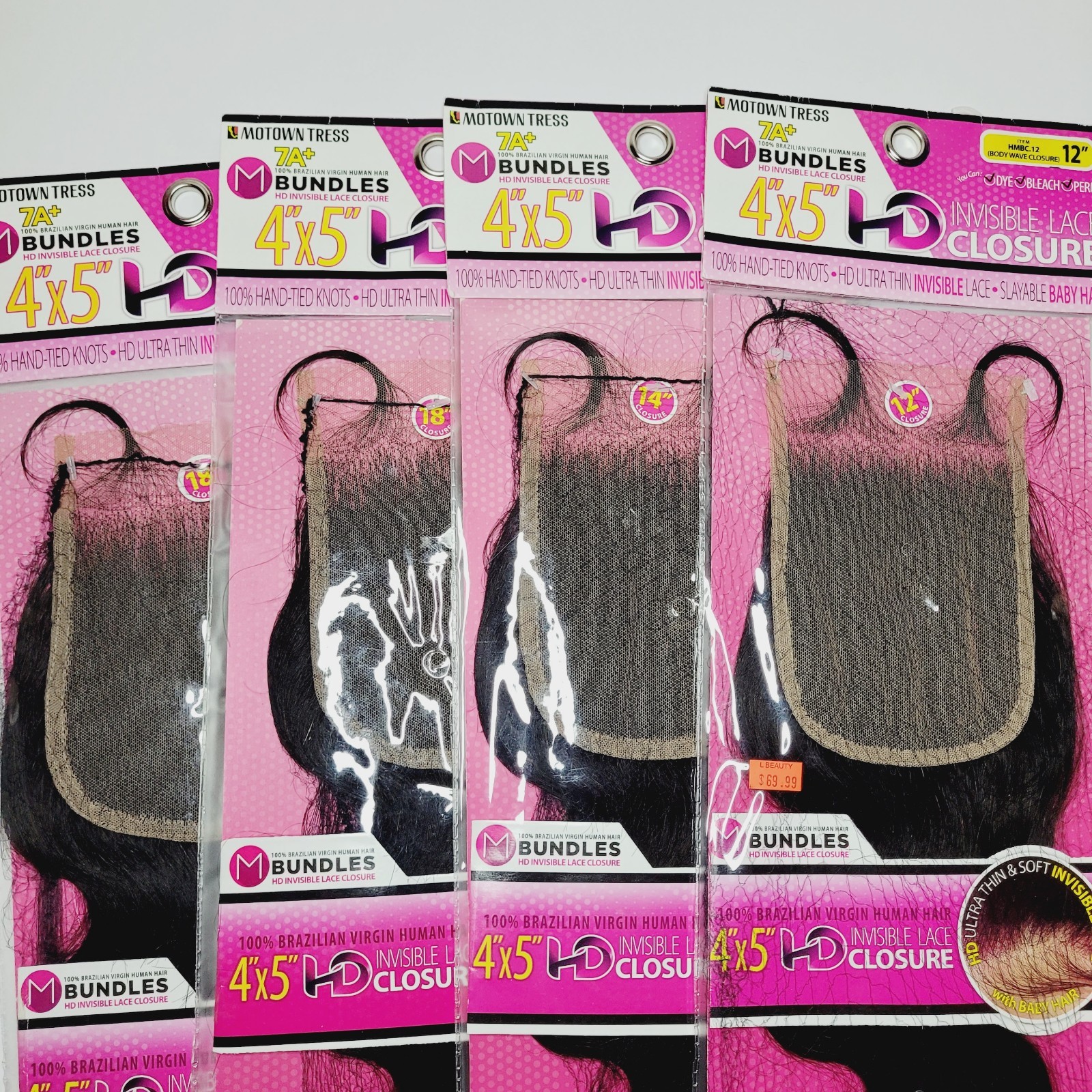 Motown Tress 4″x5″ HD Invisible Lace Closure Baby Closure Hand Tie Natural 7A+