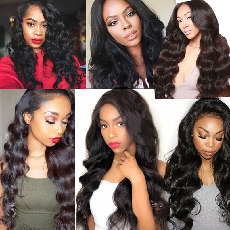 22″Sew in Full Head Black Body Wave Closure Weft Crochet Weaving Hair Extensions