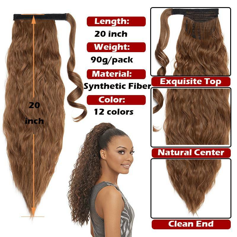 Corn Mega Thick Clip in Ponytail Hair Extension 100% Natural as Human Wave Wavy