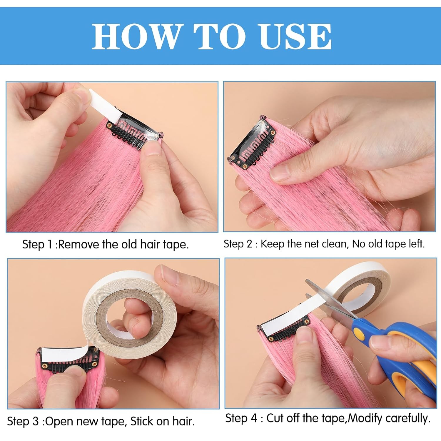 2 Rolls Hair Extension Tape, 3yard Adhesive Replacement Tape for Hair Extensions