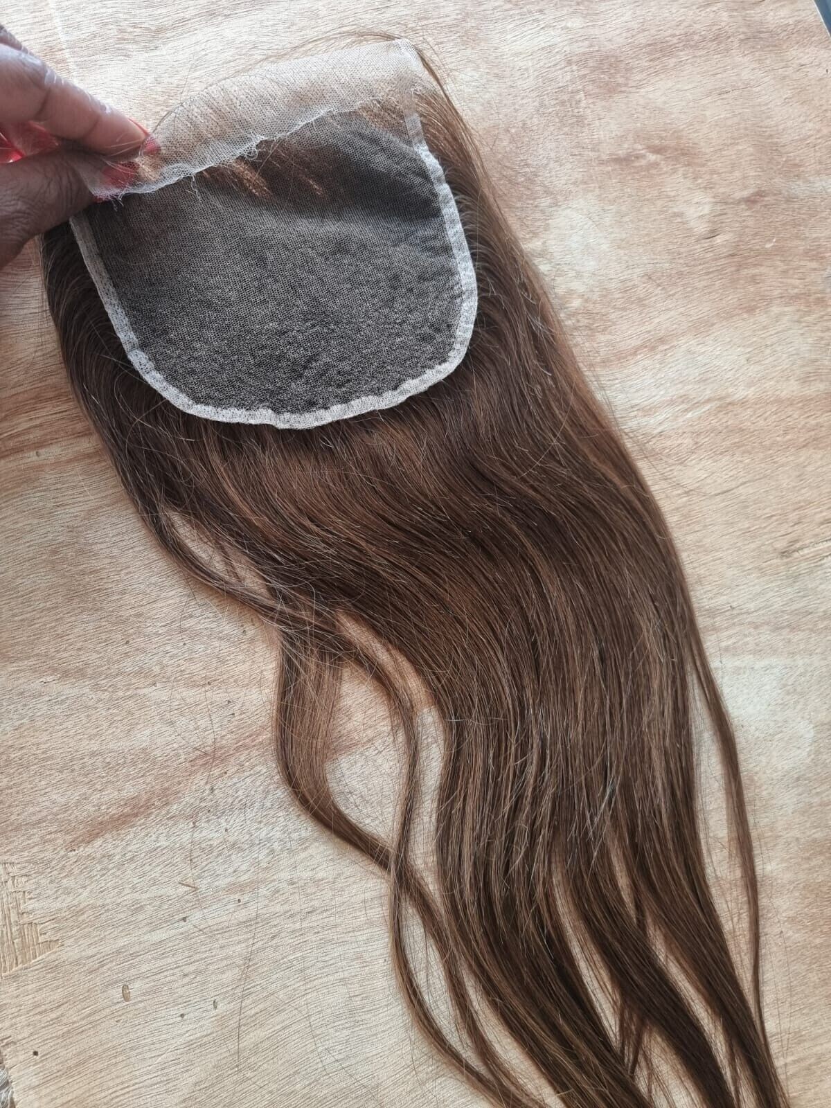12A 16INCH HD LACE 6X6 CHESTNUT BROWN COLOR 4# BRAZILIAN HUMAN HAIR STRAIGHT 90g