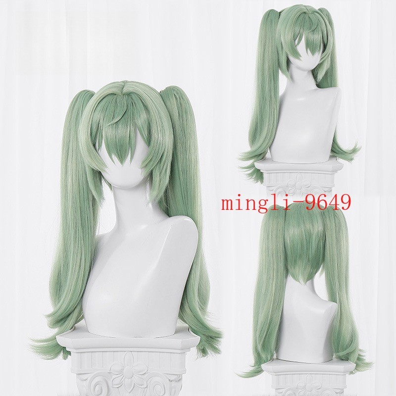 Zenless Zone Zero Corin Wickes Wig Green Long Hair Hairpiece Prop Dual Horsetail