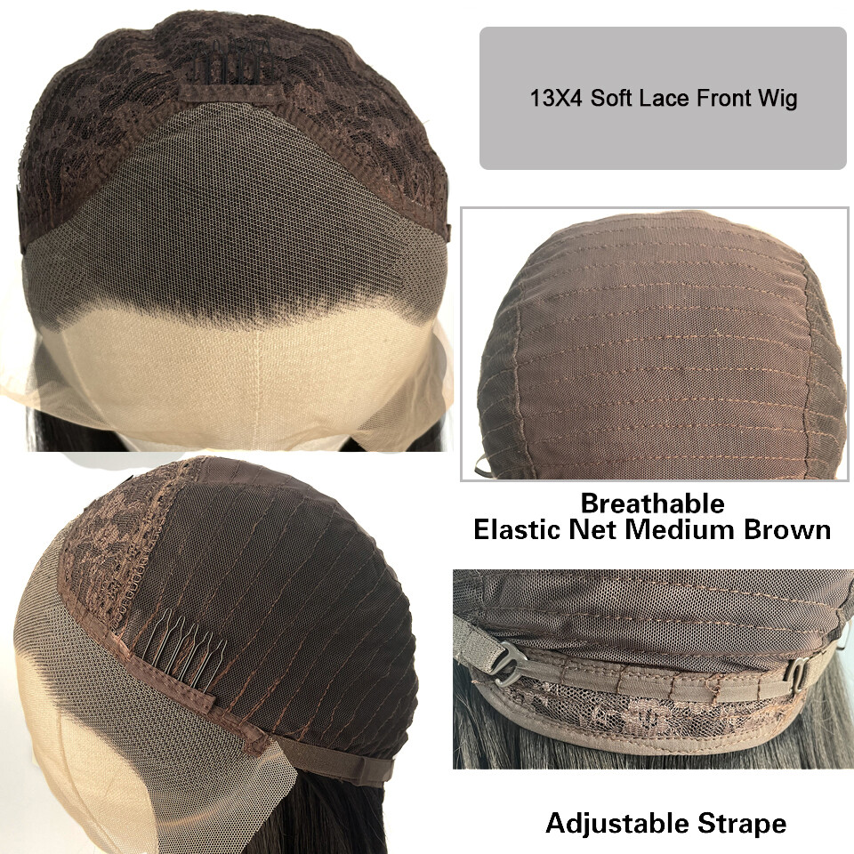Long Wavy Heat Resistant Hair HD Lace Front Wig Pre Plucked Off black