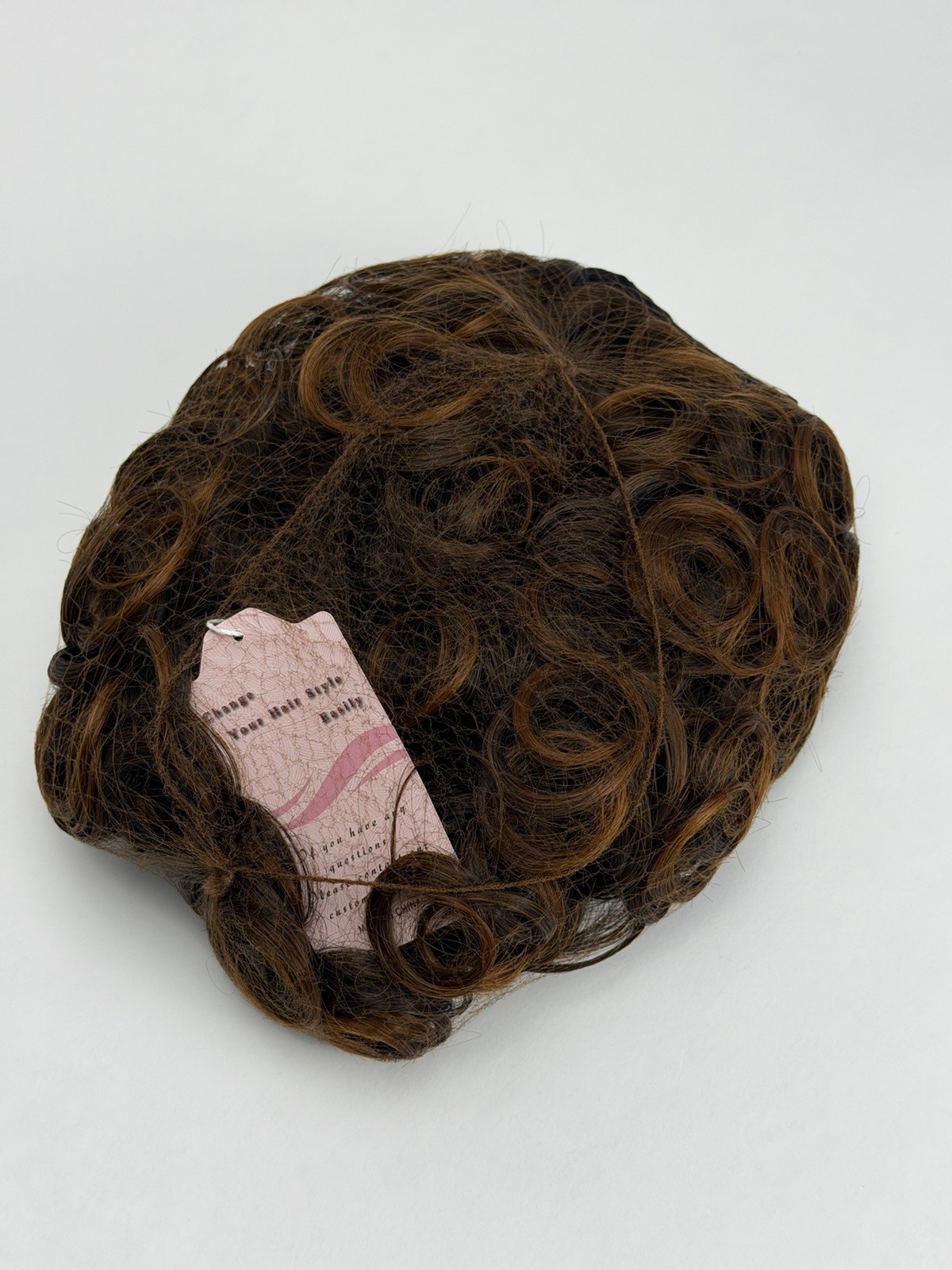 Fashion Wig Headband Wig Curly Brown/Caramel Highlights Short Comb Mesh Top