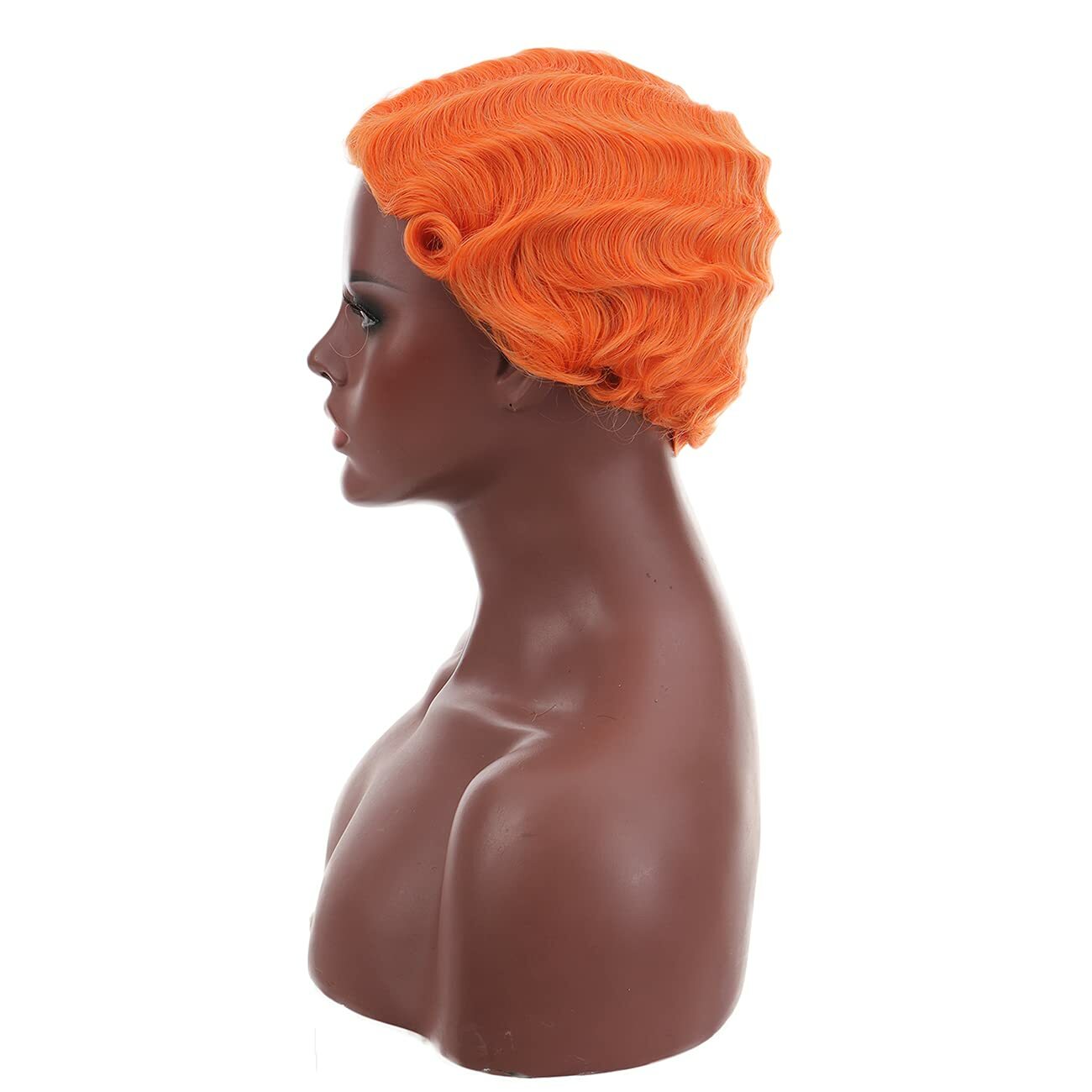 Short Finger Wave Wigs Orange Wigs for Women Fashion Party Wigs None Lace Wigs