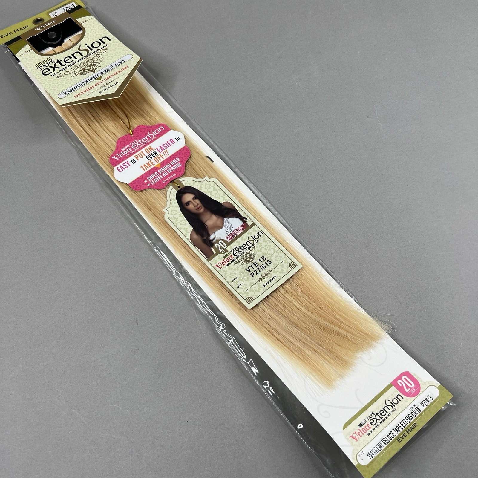18″ Veloce Tape-In Extensions 27/613 Light Blonde Mix 20pc 100% Remy Human Hair