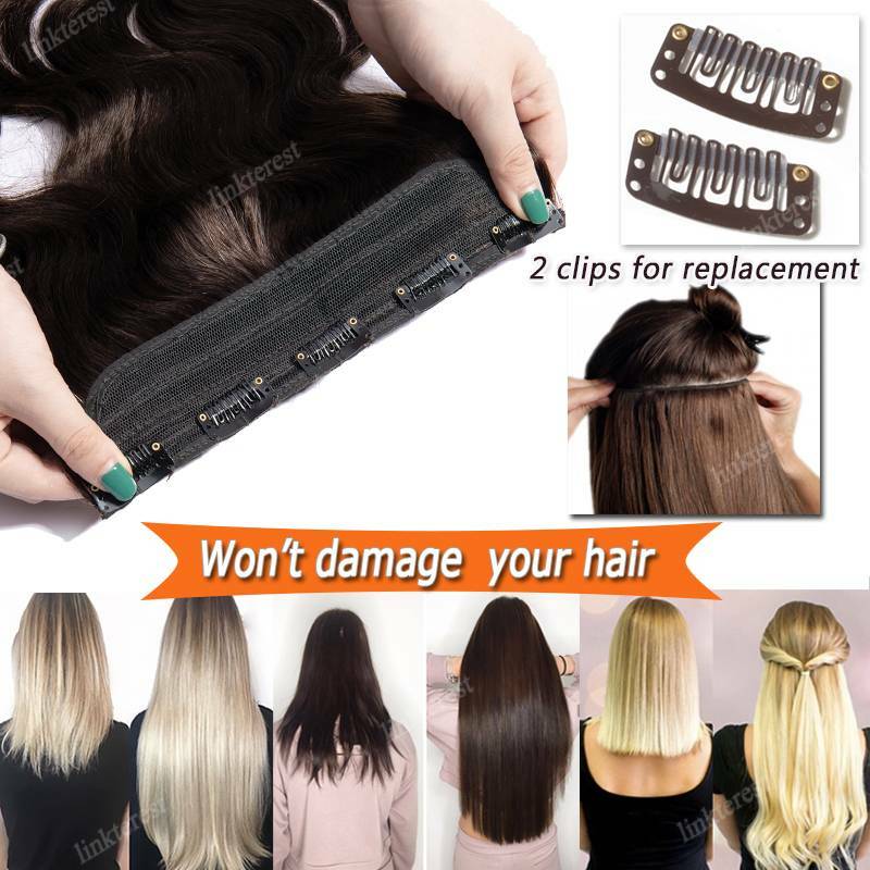 Highlight One Piece Weft With Clips Real Remy Human Hair Extensions Half Head US