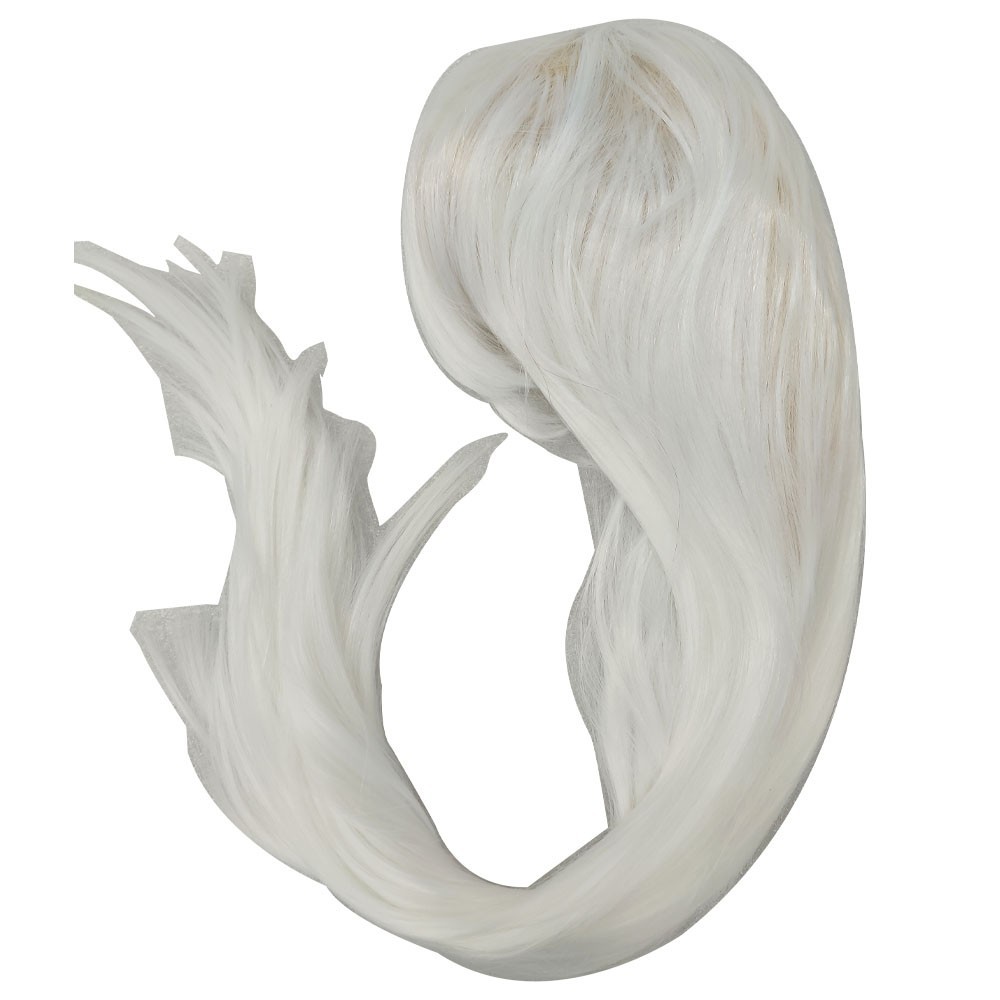 White New 80cm Straight Sleek Long Full Hair Wigs Side Bangs for Women Rose Net