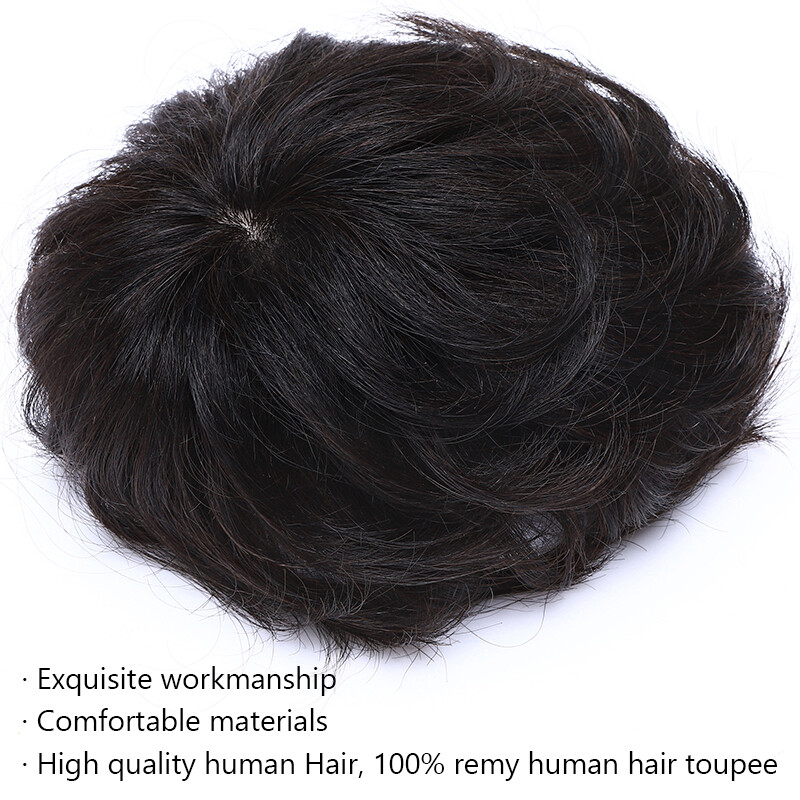 100% Remy Human Hair System Clip in Hairpiece Replacement Toupee For Men 6″x7.5″