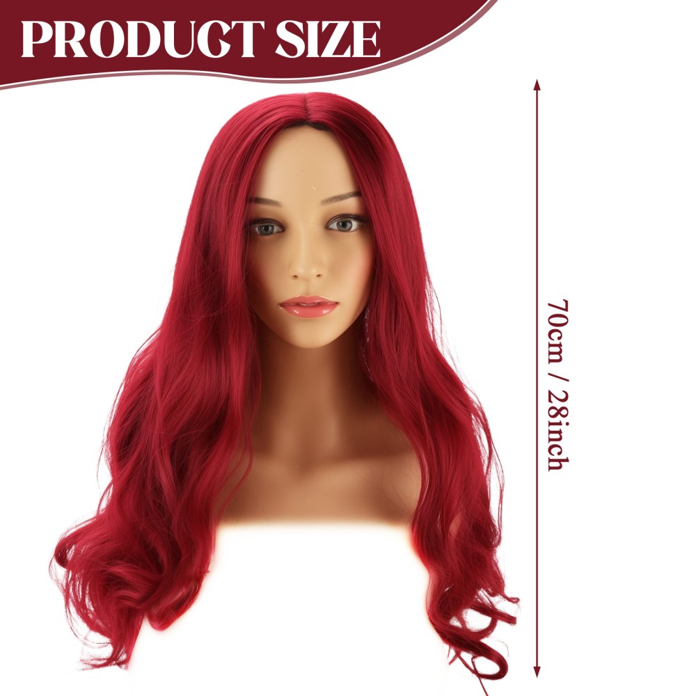 Women’s Trendy Long Curly Afro Wig for Everyday Use in Black and Wine Red Colors