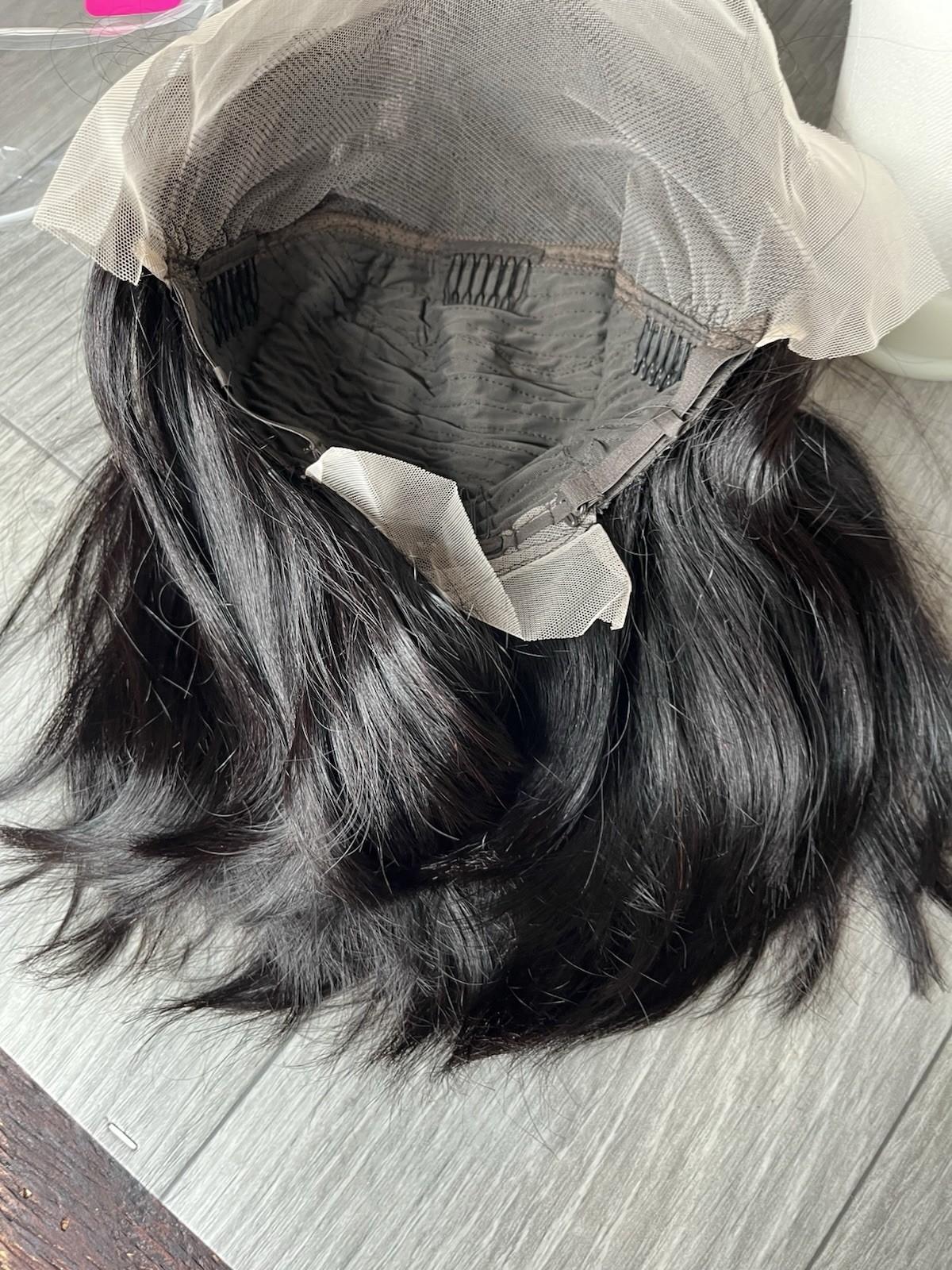 Luxurious Straight Human Hair wig 12 inches Black 1B With Lace & Baby Hairs A9