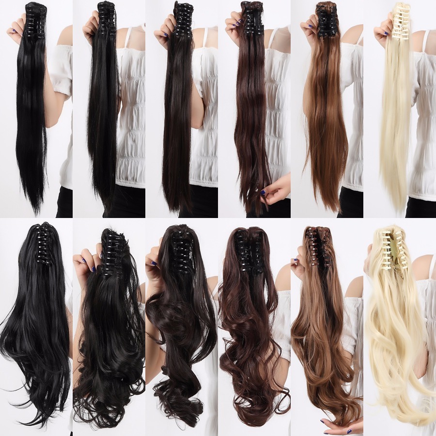 100% Natural Long Ponytail Thick Lady Claw Clip on in Pony Tail Hair Extensions