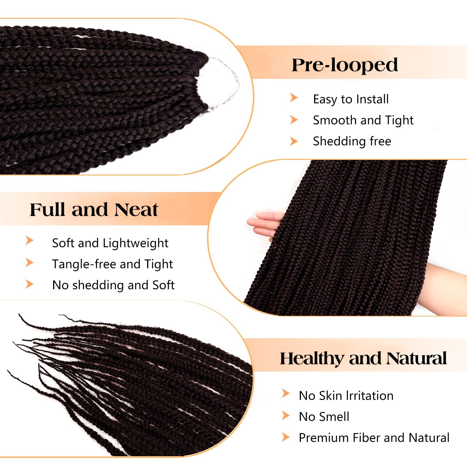 Sunsmilely Crochet Braids 7 Packs 40 Inch 140 Strands Braids Crochet Hair Dark