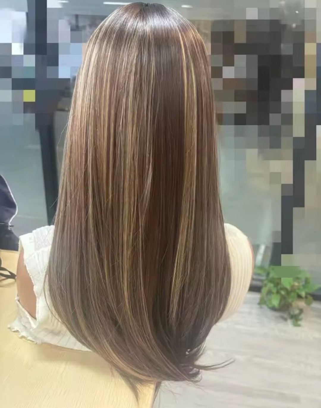 Dress Up Wig With Fringe Mixed Brown blonde Long Straight Synthetic Hair
