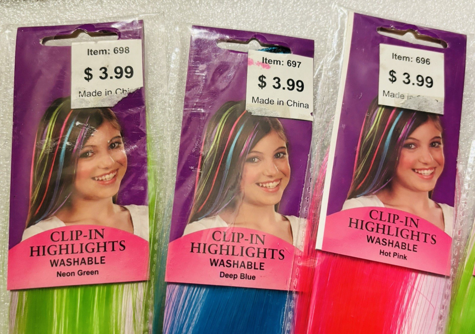 Lot of 5 STYLE STUDIO Multi Color Synthetic Clip-In Hair Extension Wash or Cut
