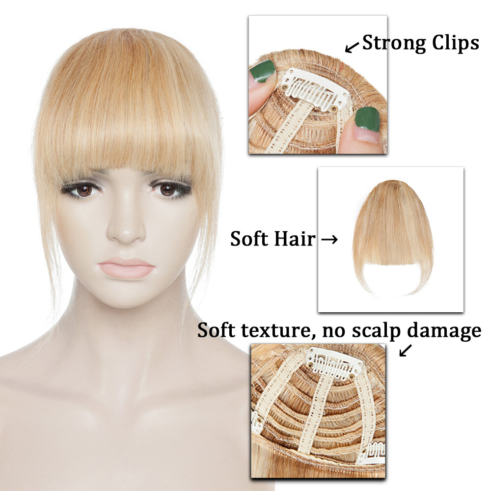 REMY Fringe Bangs Clip In 100% Human Hair Extensions Thin Wispy Front Hairpieces