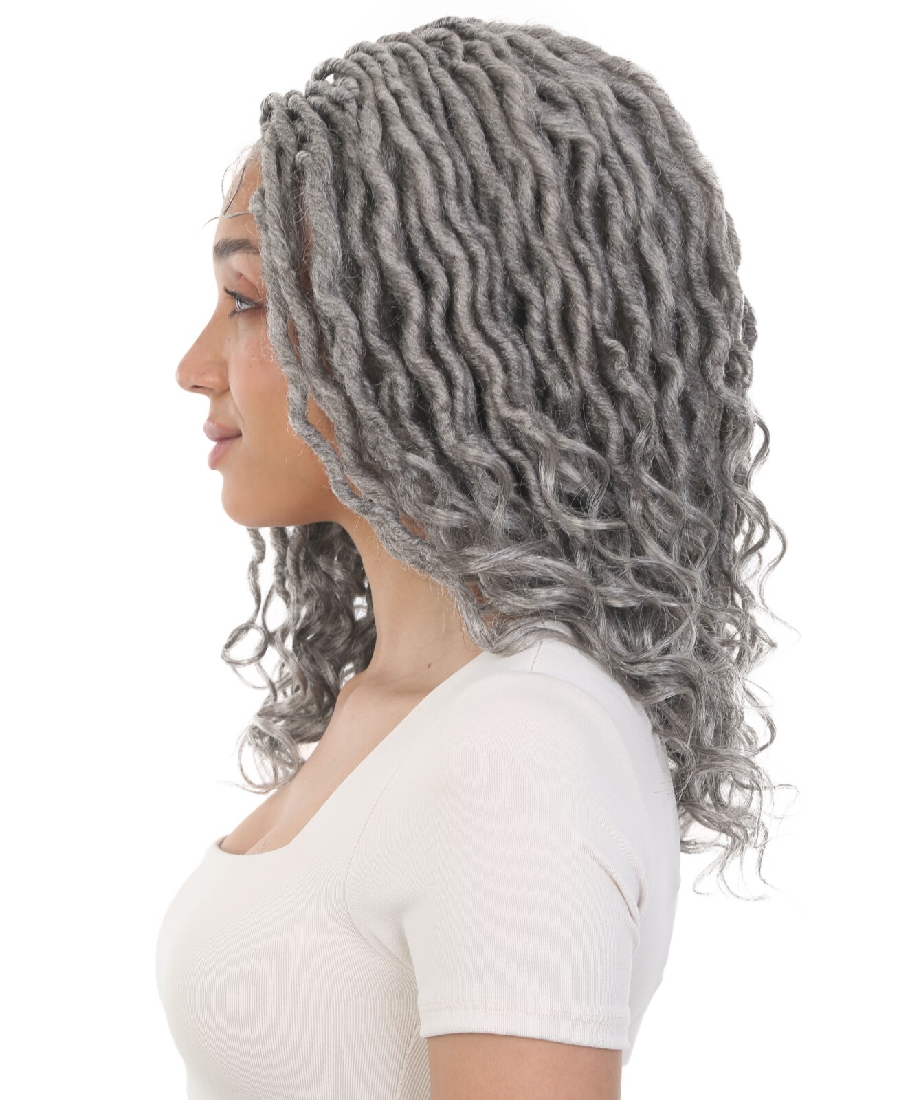 LUXLUXE Andrea 4×4 Curly Long 4X4 Hand Tied Lace Braid Wig