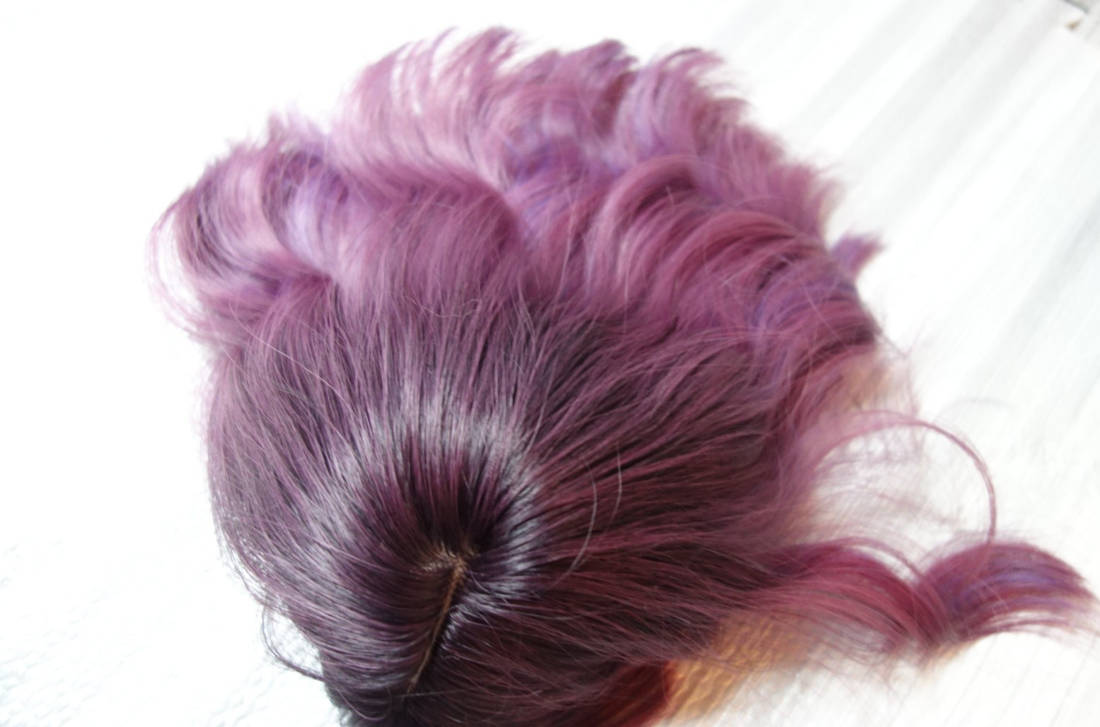 Lot of Three Wigs Various Colors Styles Lace Caps Black Blonde Purple