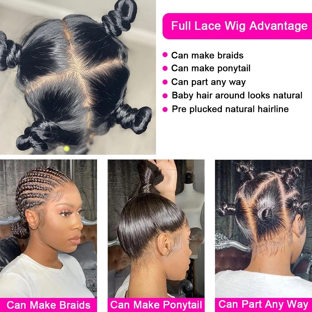 200% Density Light Blonde Full Lace Wig Human Hair Straight for Women #613 26″