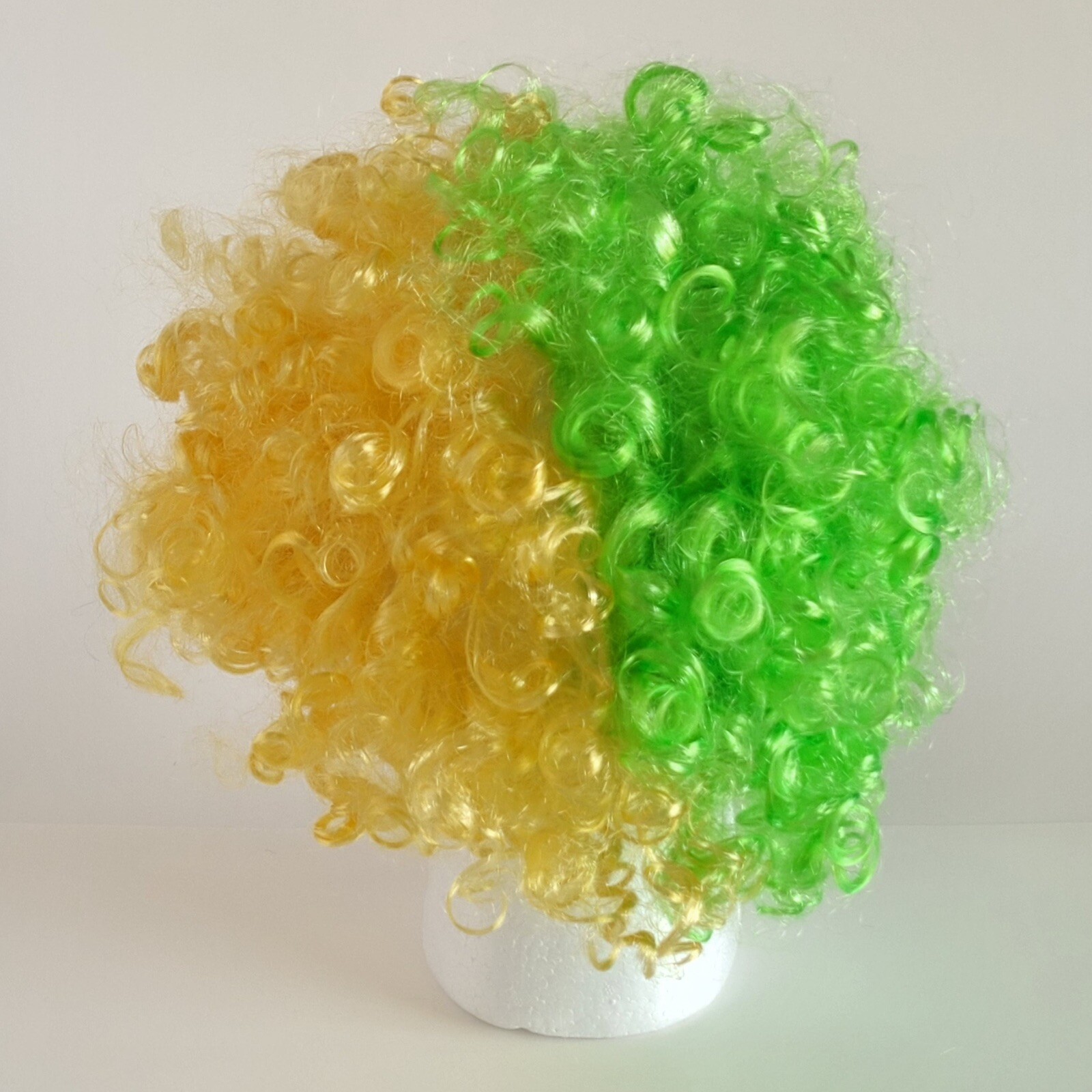 Brasil Brazil Flag-Inspired Jumbo Afro Wig Vibrant Green & Yellow Synthetic New
