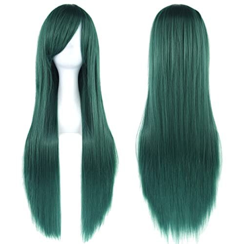 80cm Long Straight Natural Hair Cosplay Wigs with Bangs Colorful Halloween Co