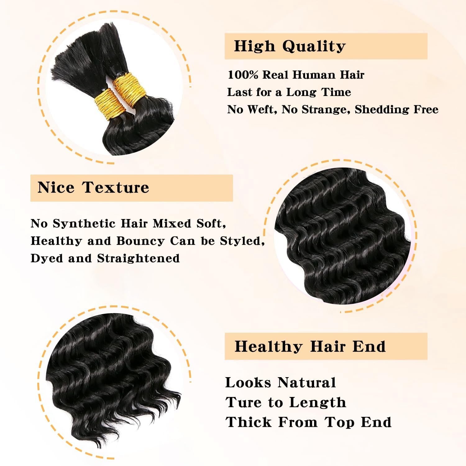 Human Braiding Hair for Boho Braids 2 Bundles 110G 20 Inch Deep Wave Bulk Human