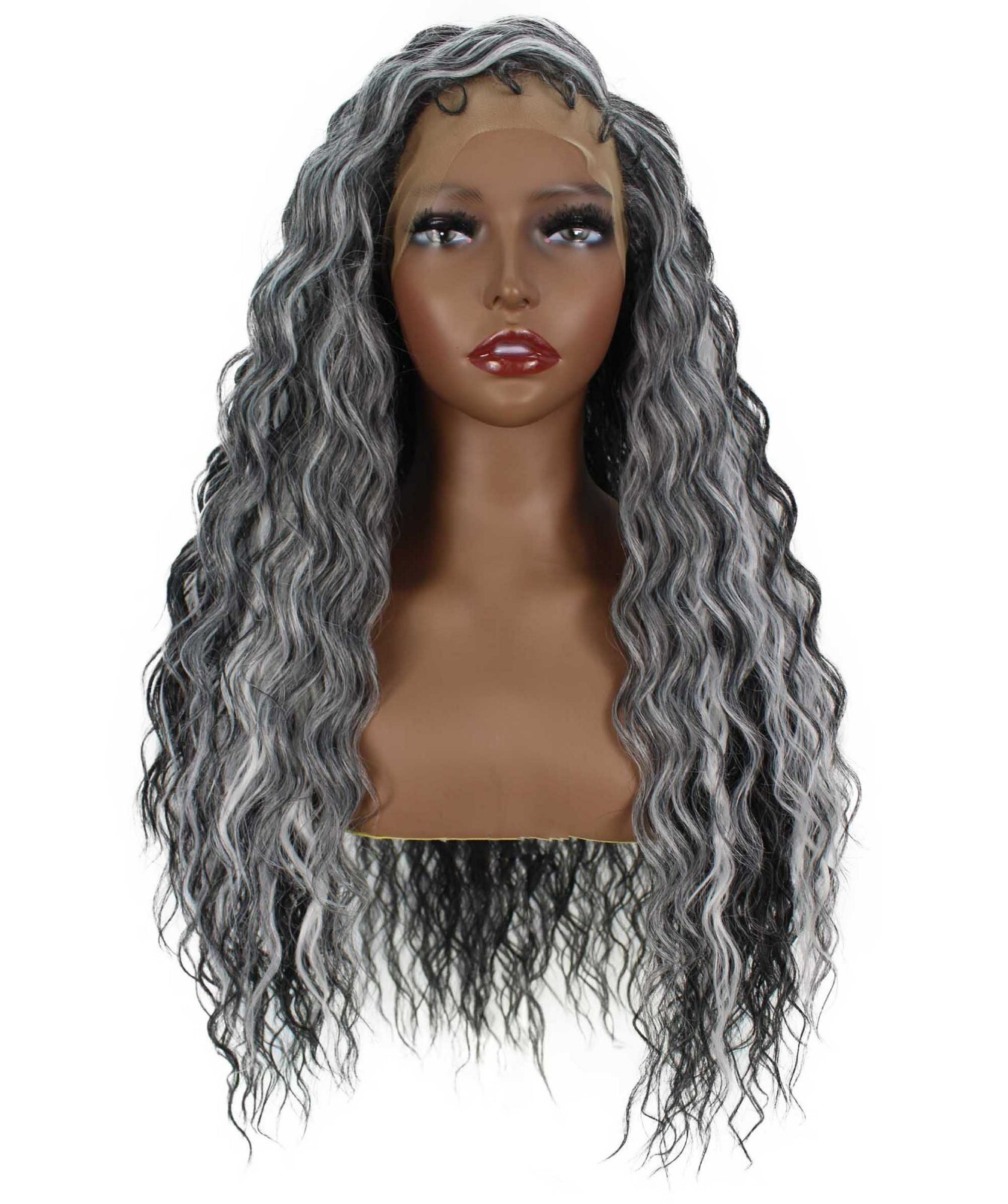 LUXLUXE Faith Wavy 29 inch C Part HD Lace Front Wig Heat Resistant Fiber,BL-0165