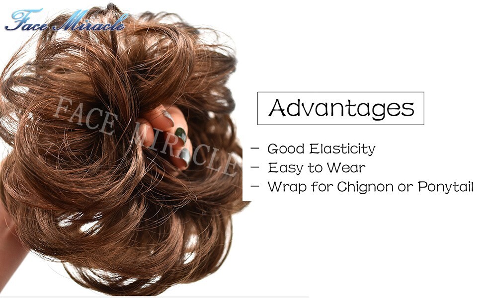 Curly Messy Hair Bun Women Hairpiece Scrunchie Updo Hair Extension As Human Hair