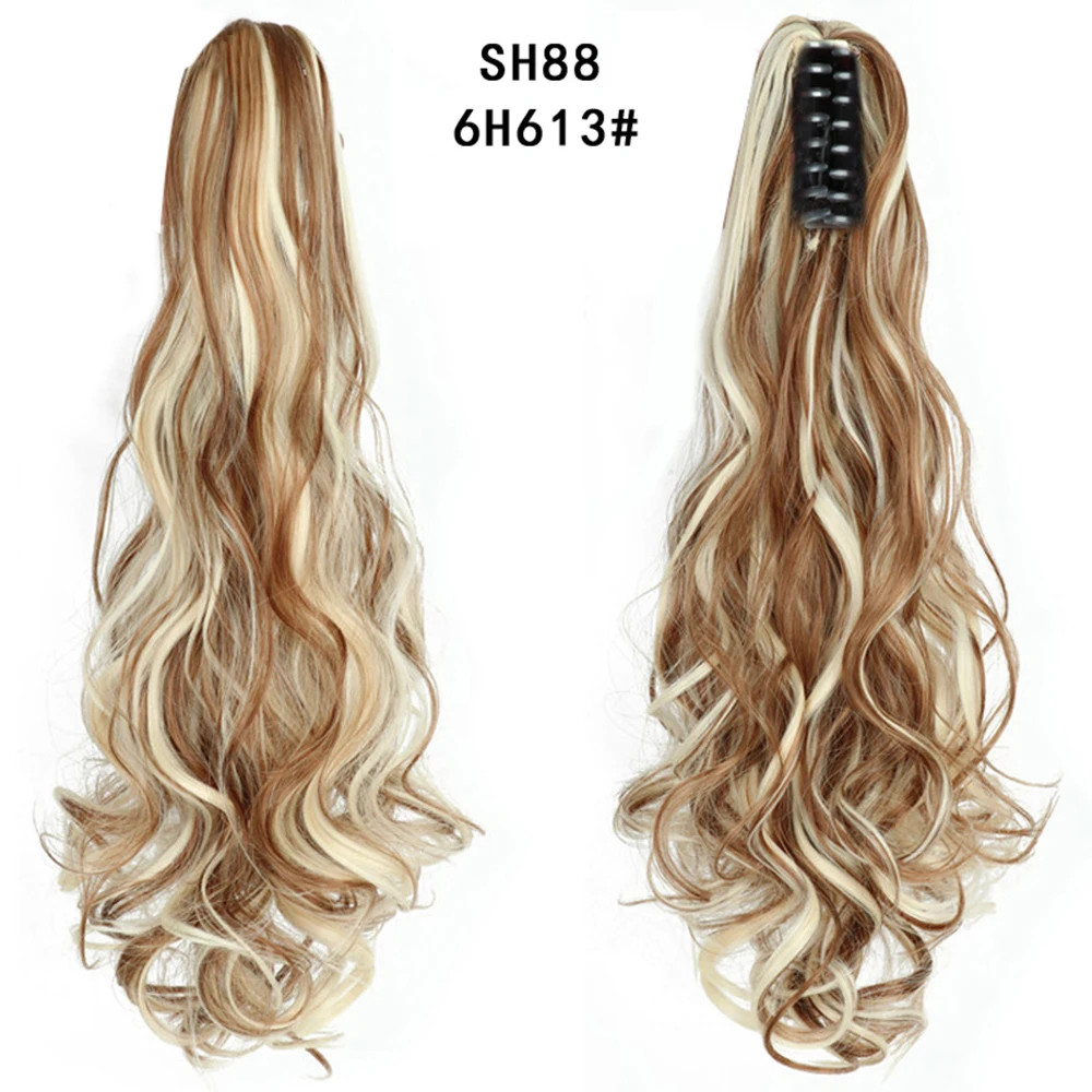 Women 24Inch Long Straight Synthetic Claw On Ponytail Hair Extensions Hairpiece
