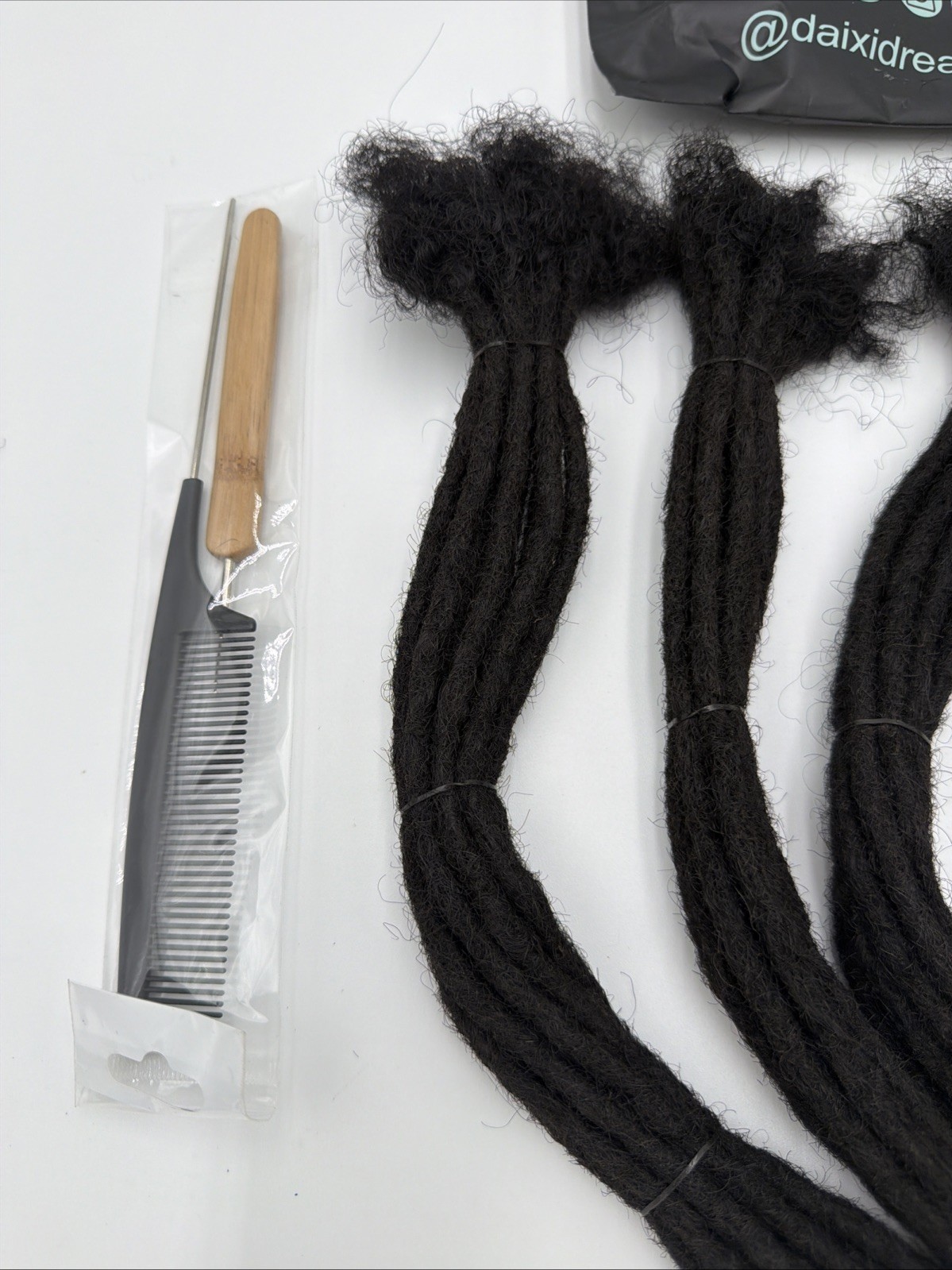 DAIXI 10″ Human Hair Dreadlock Extensions 40 Strands 0.6cm Handmade
