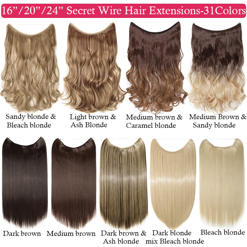 Secret Natural Wire in Hair Extensions Hidden Head Band One Piece Thick as Human