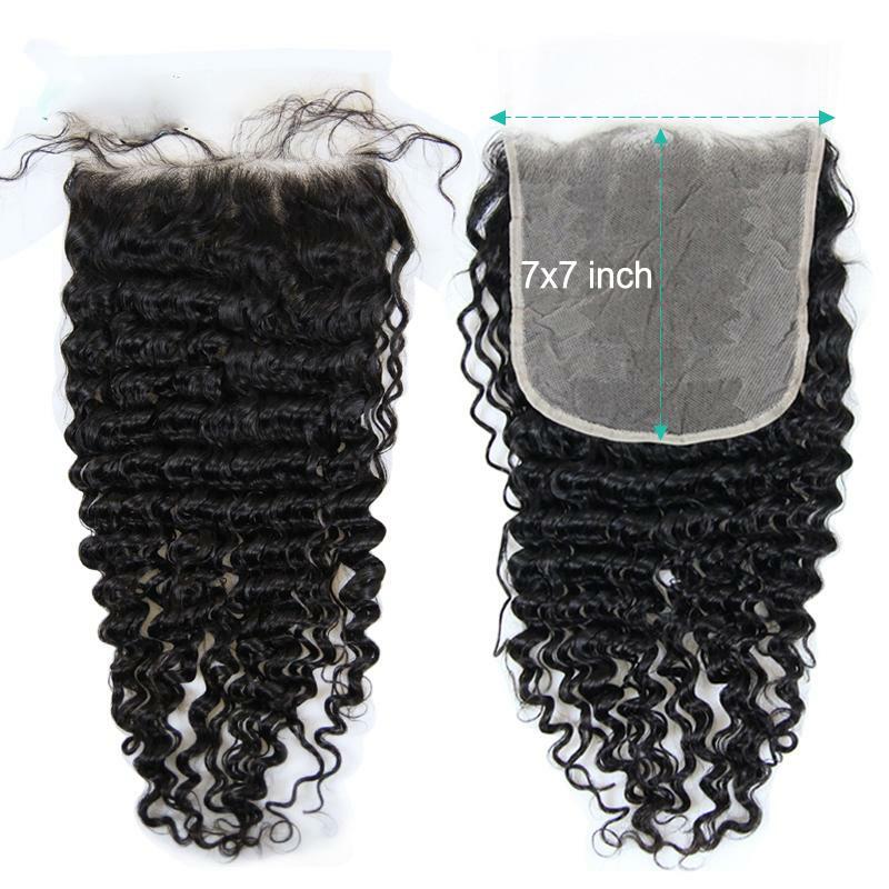 13A 7X7 HD LACE CLOSURE DEEP WAVE PRE PLUCKED BRAZILIAN VIRGIN HUMAN HAIR 18INCH