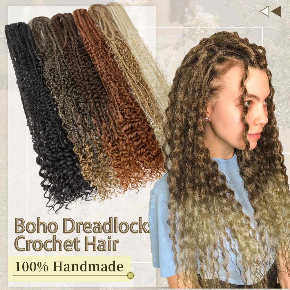 Brown Wool Dreadlocks Double Ended Dreads Extensions 22″ Folded Dreads Locs Wavy