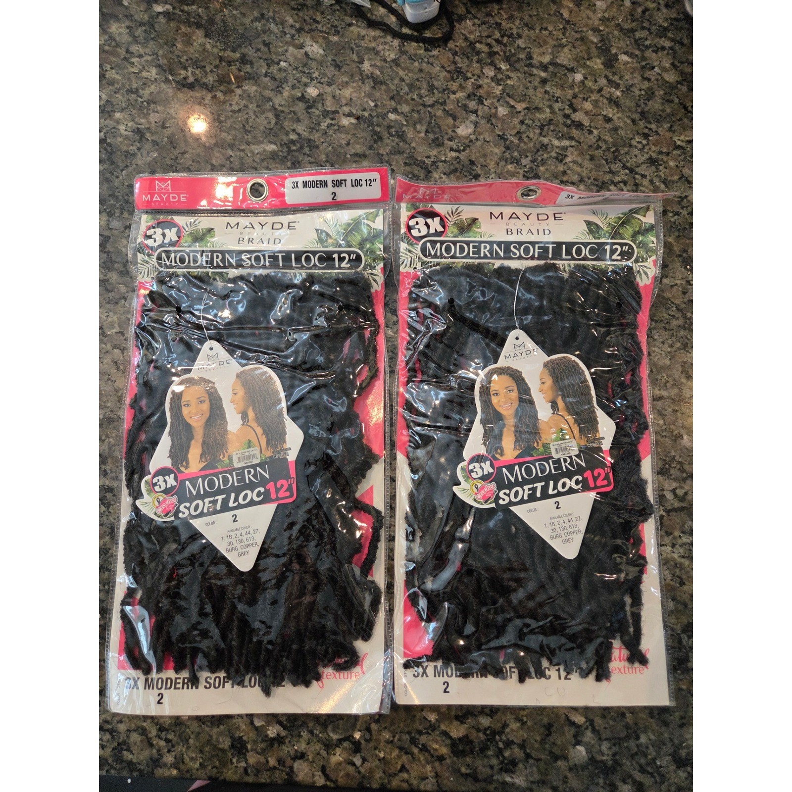 Mayde Beauty 3X Modern Soft Loc 12″ Crochet Braid Hair Extensions Color 2 2pk