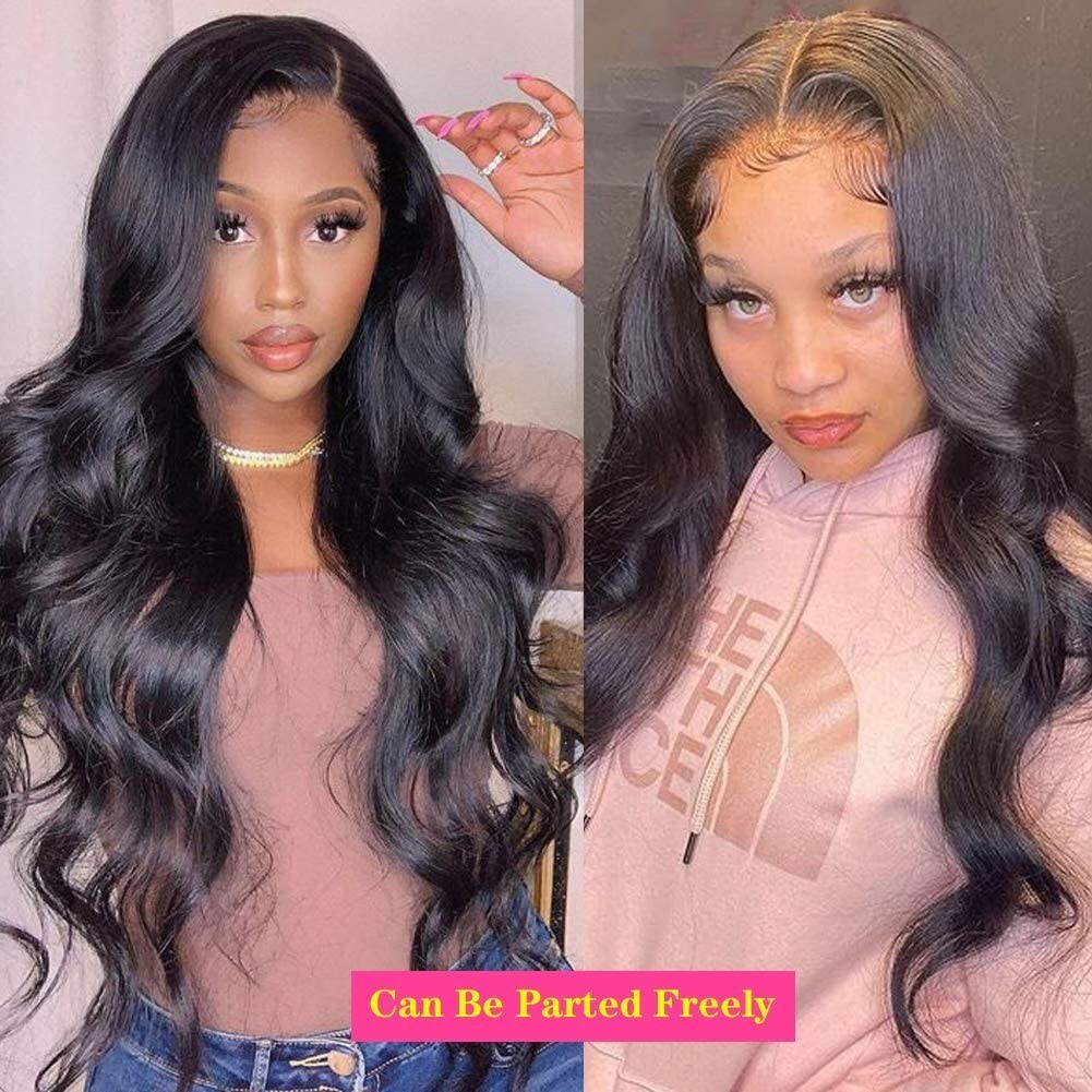 Body Wave Lace Front Wigs Human Hair Pre Plucked Bleached Knots, 150 Density
