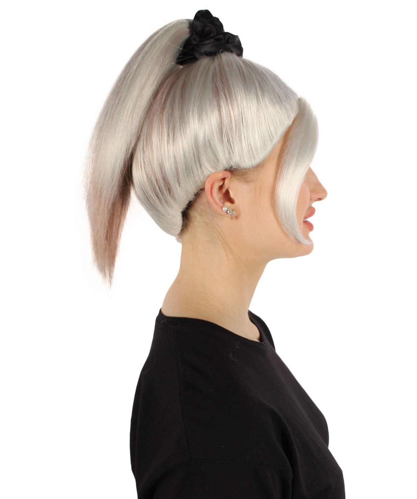 Adult Women’s White Rose Ponytail Wig, Best for Halloween, HW-7109