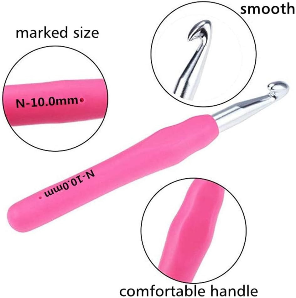 Large Ergonomic Crochet Hooks Set 6.5Mm 7.0Mm 8.0Mm 9.0Mm 10.0Mm (5 Size)