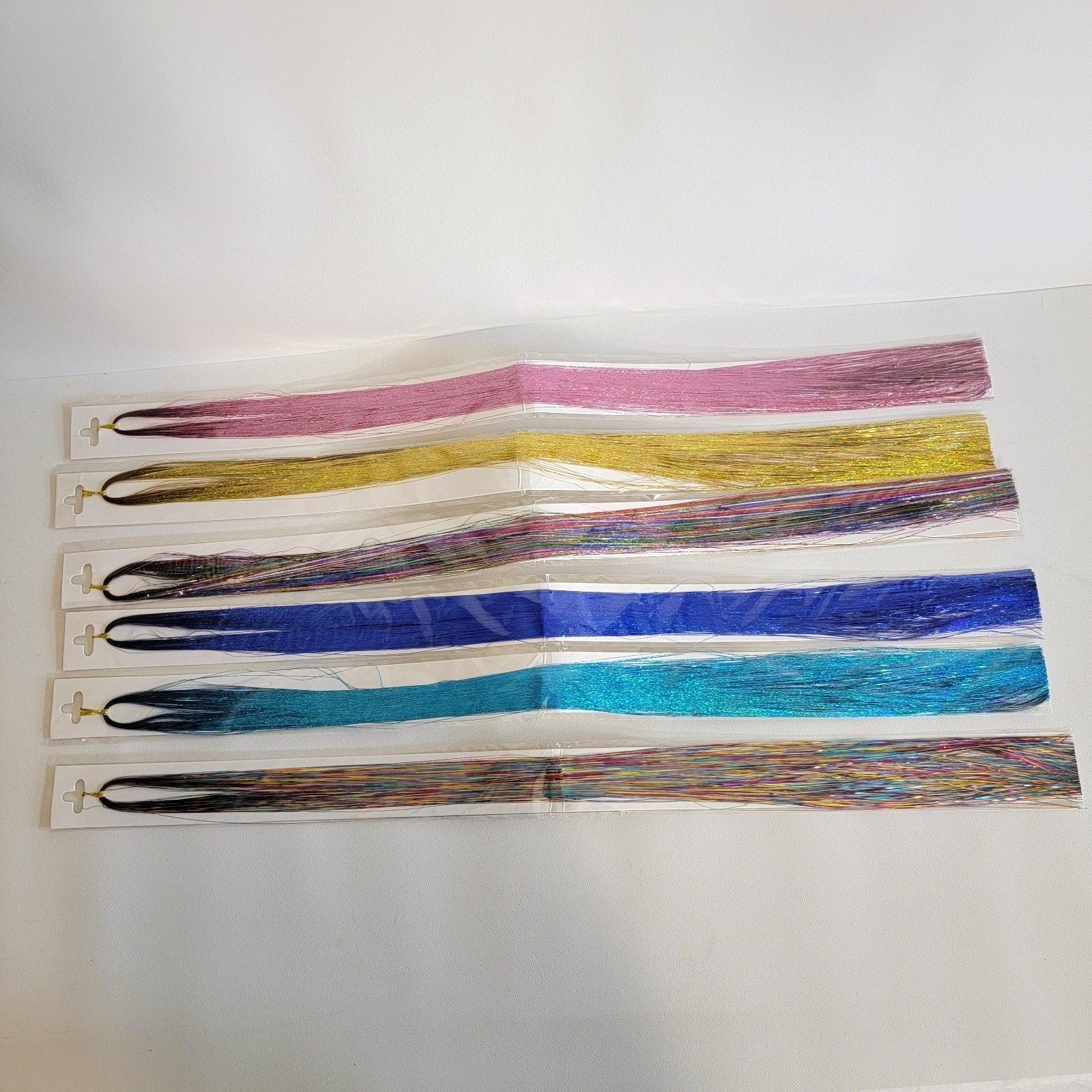14 Pack Mixed Colors Hair Tinsel Kit with Tools 23 Inch Fairy Hair Extensions