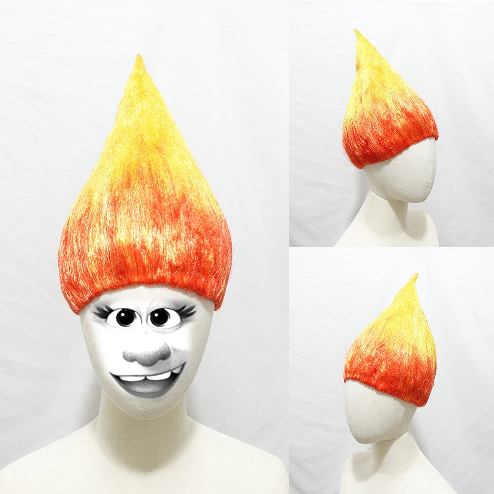 Flame Gradient Pointy Troll Wig Synthetic Heat Resistant Halloween Cosplay Party