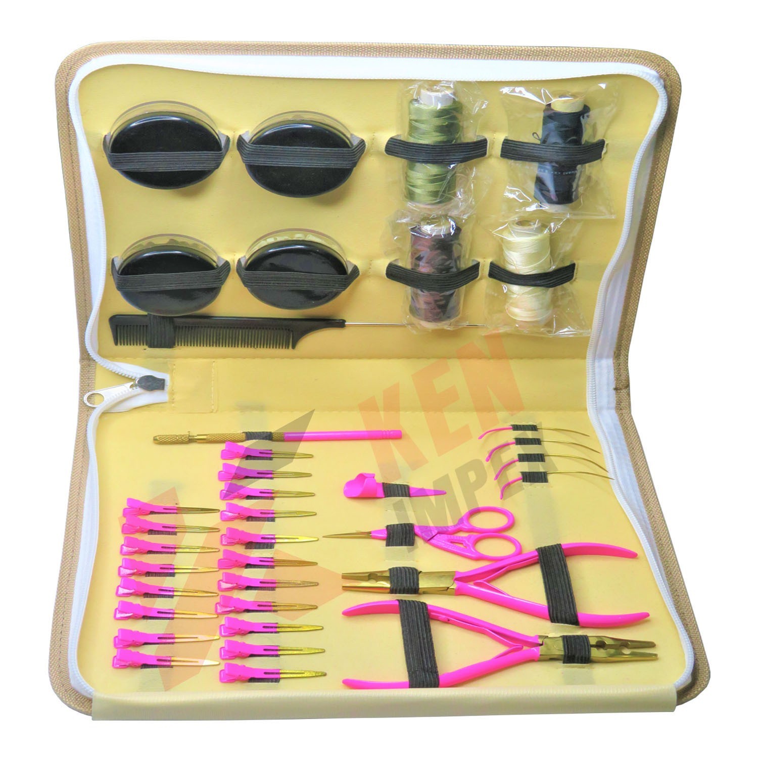 Wholesale Custom Salon Hair Extension Tool Set Hot Pink Gold Custom Logo Ability
