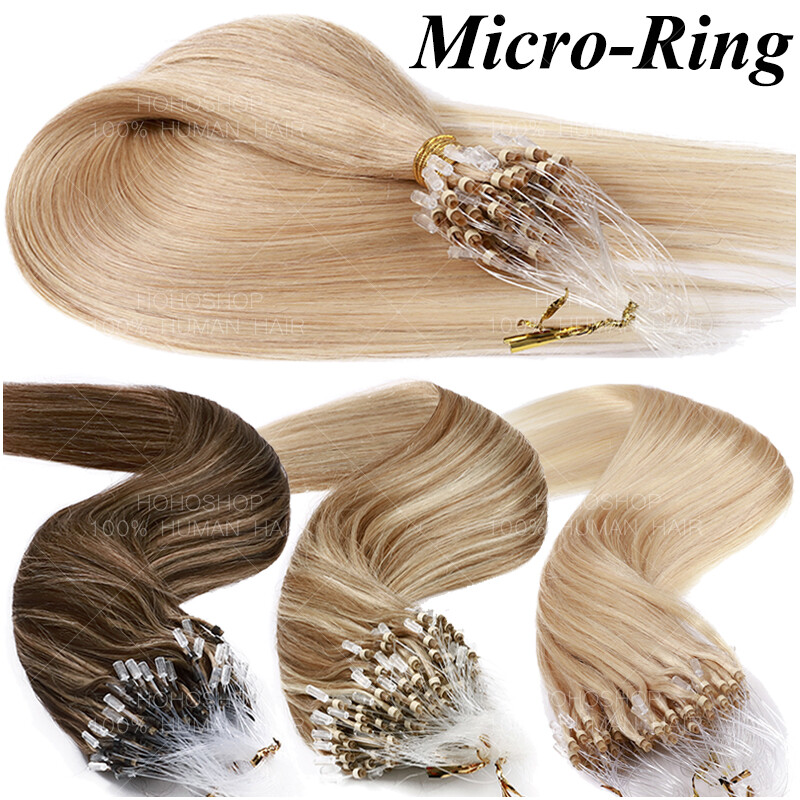 THICK 100% Remy Human Hair Micro Loop Ring Beads Extensions Full Head 200S Link