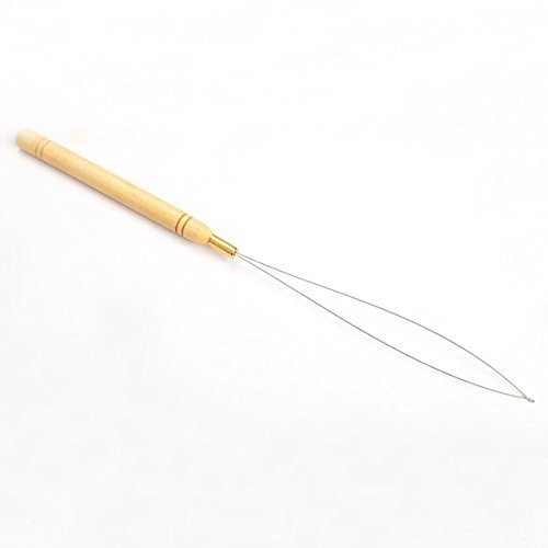 5 Wooden Hair Extensions Loop Needle Threader Wire Pulling Hook Tool for