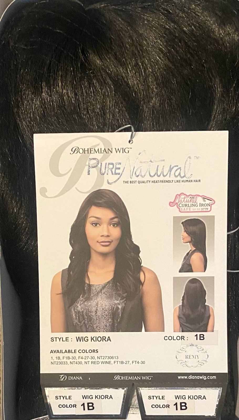 DIANA BOHEMIAN WIG KIORA Color 1B Off Black Pure Natural Like Human Hair NEW