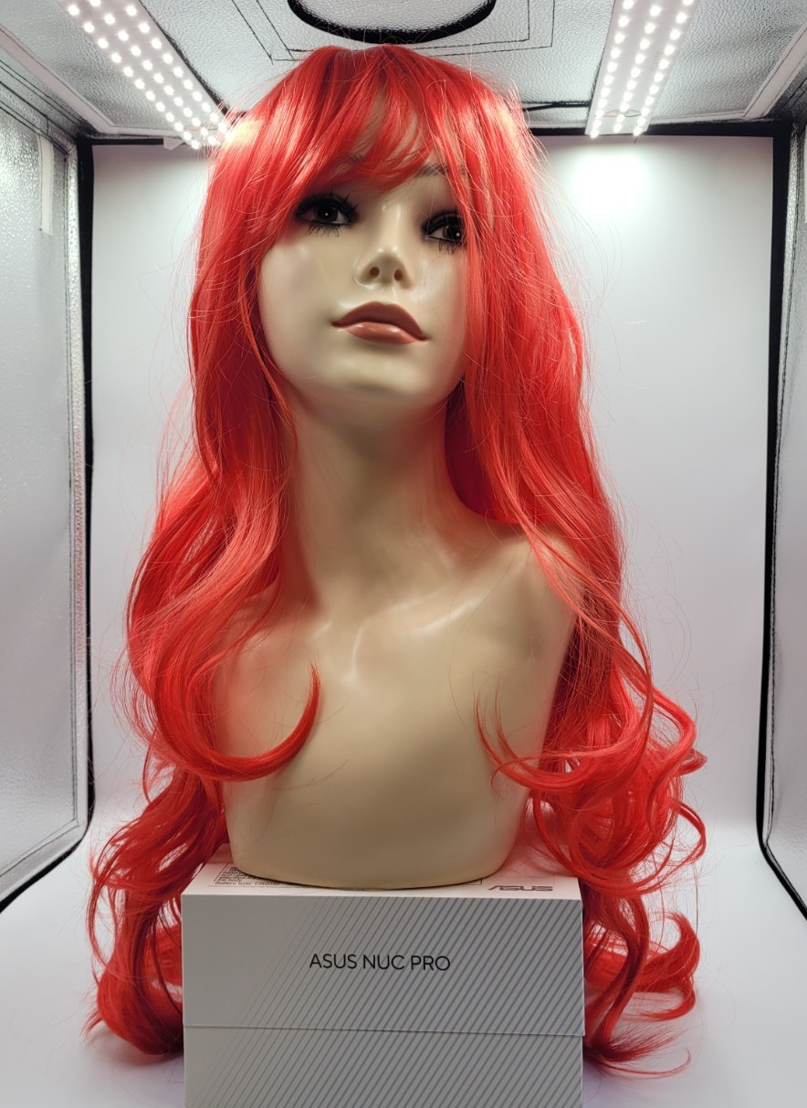 Long curly wave synthetic wig with blunt bangs heat resistant fiber full wig