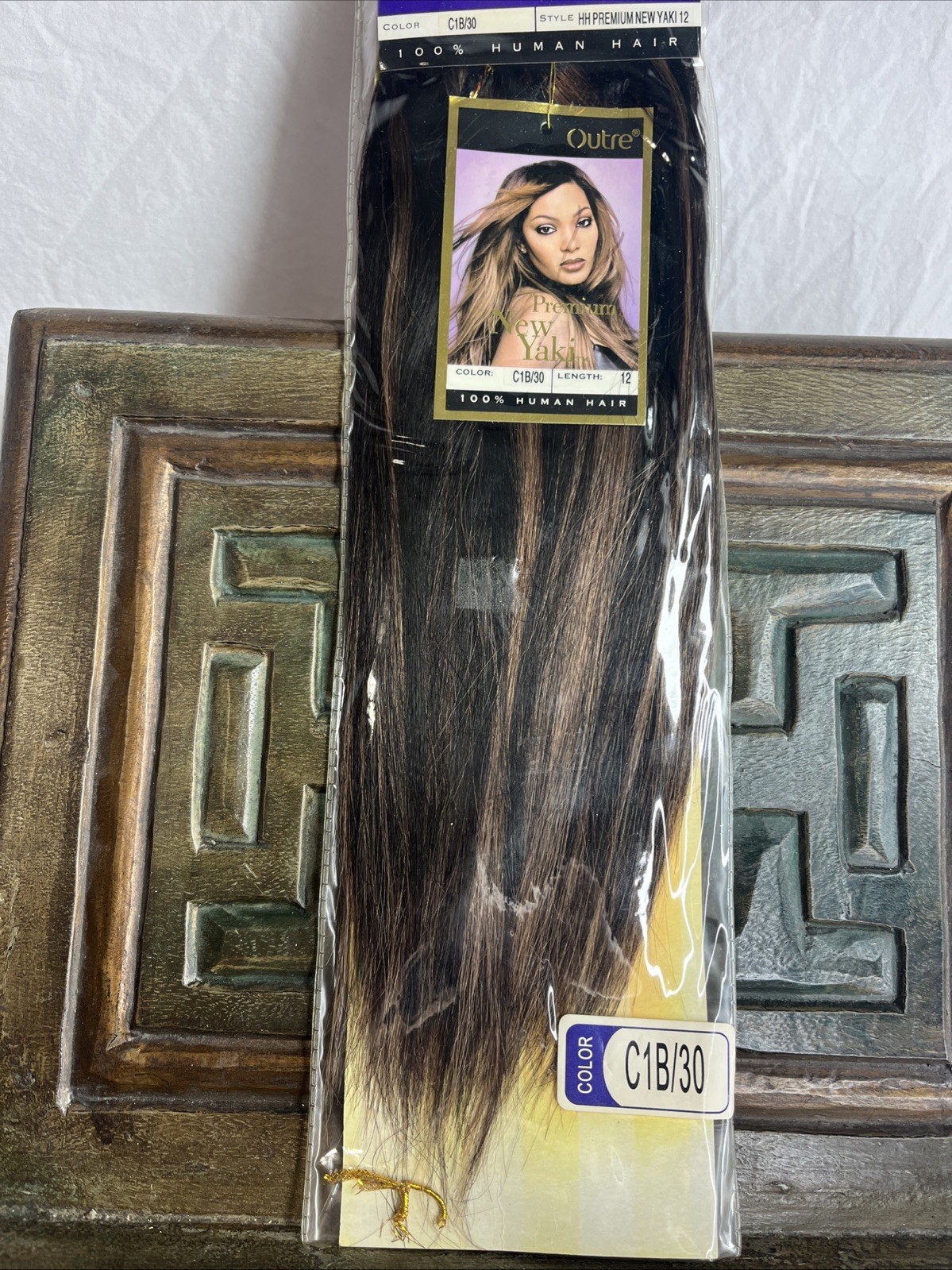 New Yaki Brown 12” Straight 100% Human Hair Extensions Color:C1B/30 (k5)