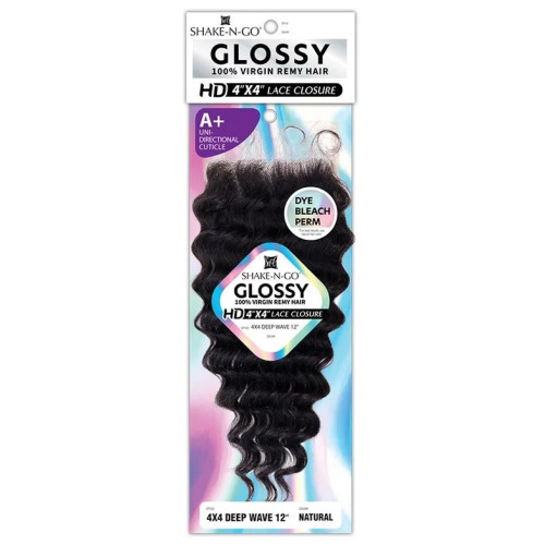 Glossy 4X4 Lace closure deep wave 12″
